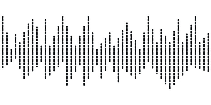 Podcast sound waves, audio spectrum waveforms, music or voice digital track vector line soundwaves with abstract pattern of sound frequency. Isolated podcast visualizer audio waves and waveforms set
