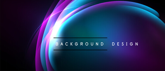 Abstract flowing lines create vibrant, colorful background. Purple, blue hues dominate design, offering modern aesthetic.