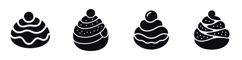 Christmas Cupcake Vector Illustration Set – Winter Holiday Dessert Silhouette, Sweet Frosted Treat, New Year Celebration Food, Festive Baked Pastry, and Delicious Seasonal Design Art