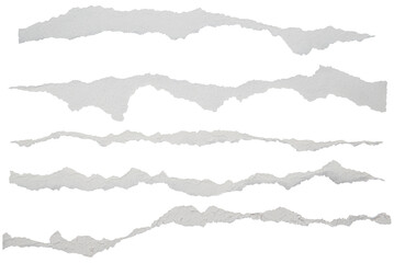 set Torn of paper, ripped white paper sheets isolated on transparent background. 
