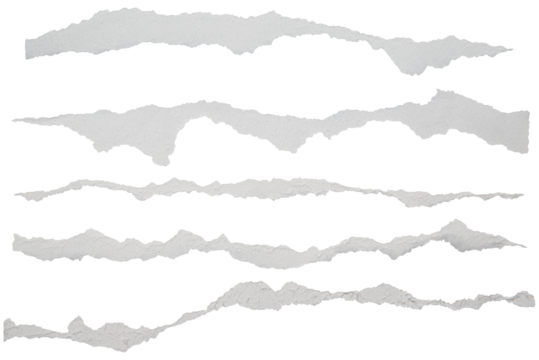 set Torn of paper, ripped white paper sheets isolated on transparent background. 
 - Powered by Adobe