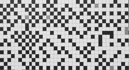 A seamless, perfectly flat black and white checkerboard pattern, uniform, crisp, undistorted squares filling the frame, abstract top-down flat lay with ultra-flat studio light, Concept of structure