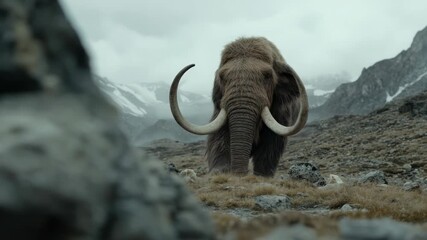Wild mammoth: untamed grace, massive creature, ancient might, living figure, primal beauty, majestic power, dynamic force, timeless presence, energetic being, colossal stride.