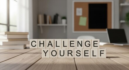 Challenge Yourself in the Workspace: A workspace is set with inspirational message which promote motivation to keep the environment ready for hard work.