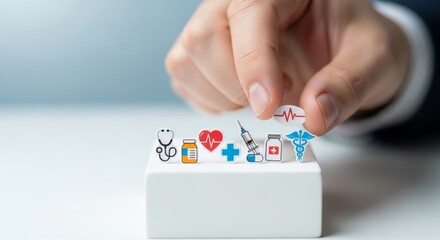 Hand Selecting Heart Icon Among Social Media and Communication Icons - Digital Engagement, Social Networking, Customer Satisfaction, Brand Love, Digital Marketing, and Modern Online Community Interact