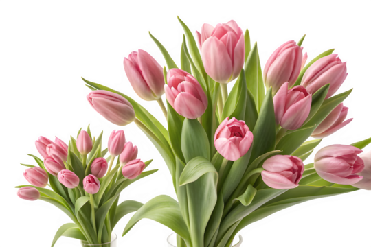 Bouquet of pink tulips isolated on transparent background