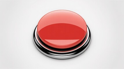 A close-up view of a vibrant red button with a metallic border, evoking a sense of urgency and importance. The button has a glossy, reflective surface, suggesting a call to action