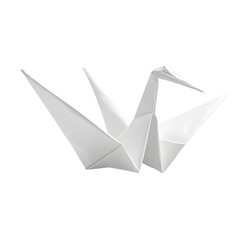 Naklejka premium Elegant white origami paper crane bird meticulously folded craft art object