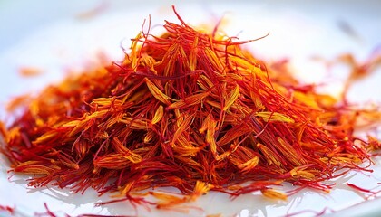 Fototapeta premium Pile Of Vibrant Red And Orange Saffron Threads