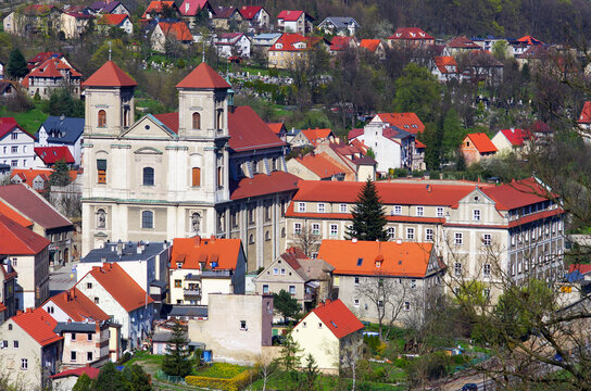 Discover charming European village with red rooftops, Bardo, Poland