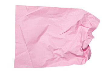 Pink paper wrinkled poster templates, blank paper sheet. Pink paper isolated on transparent background.