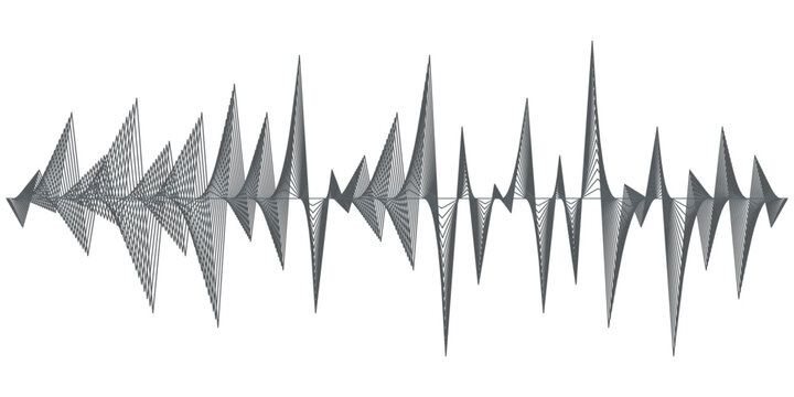 Podcast sound waves, audio spectrum waveforms, music or voice digital track vector line soundwaves with abstract pattern of sound frequency. Isolated podcast visualizer audio waves and waveforms set