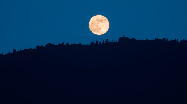 Full Moon on Deep Blue Sky