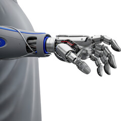 Advanced robotic arm and hand isolated on transparent background