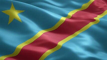 Waving flag of the Democratic Republic of the Congo.