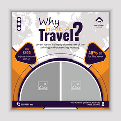 Travel promotion social media template for exploring destinations and attracting travel enthusiasts