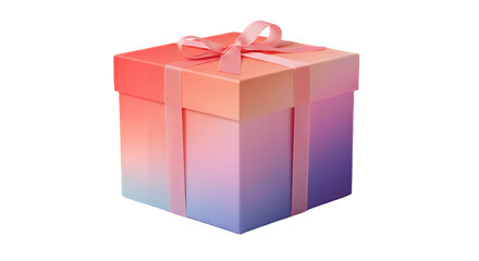 Obraz premium Beautifully wrapped gift box with pink ribbon on a black studio background on transparent background