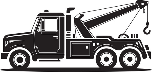 Wrecker Tow Truck with Crane and Hook - Monochrome Logo Design for Automotive Services