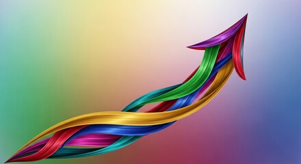 Colorful intertwined arrows forming an upward pointing arrow symbolizing growth and progress