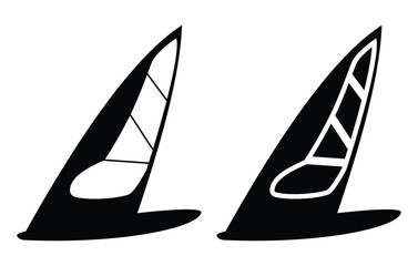 Windsurfing and Water Sports Silhouette Set – Surf, Jet Ski, Beach Activity Icons in Black Vector Illustration