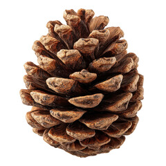 A detailed close up of a single brown pine cone showcasing its layered scales and intricate texture against a stark black background