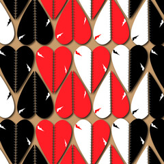 Seamless Broken Heart Pattern &ndash; Red, Black, White Stitched Heart Repeat Design