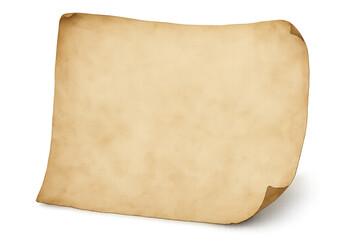 Blank old parchment scroll paper for text with aged texture, historical document concept on transparent background