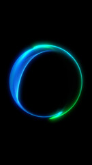 A vertical glowing green gradient sphere with smooth neon edges and clean minimal design on a dark background. Bright abstract futuristic shape with soft curved lighting.