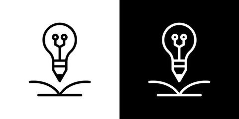 bulb and book logo simple. open book with lightbulb, concept new knowledge.