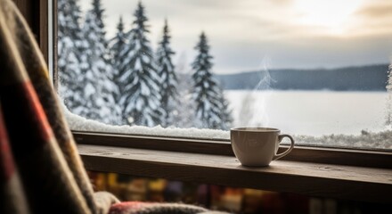 Cozy Winter Morning with Hot Drink Indoors