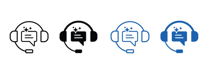 Headphones with speech bubble and sparkles icons On Transparent Background