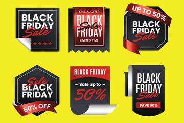 gradient black friday tag banner set design vector illustration