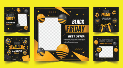 gradient black friday banners set design vector illustration