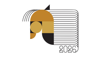 New Year designs for 2026, Year of the Horse. Abstract geometric modern vector illustrations