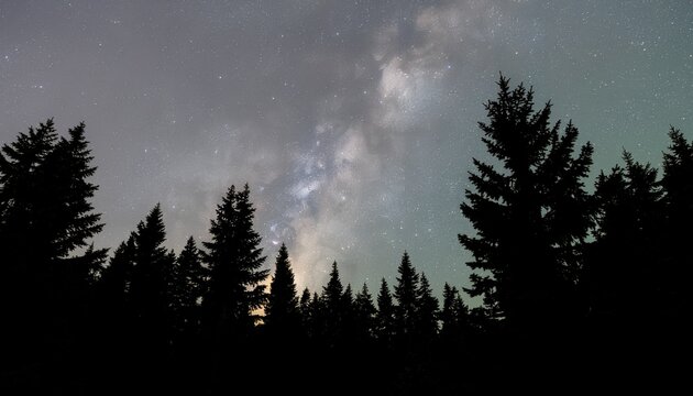 Bima Sakti yang menakjubkan di atas siluet hutan yang gelap