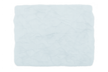 Wrinkled soft light blue paper texture providing a blank background or an empty note. Isolated on transparent