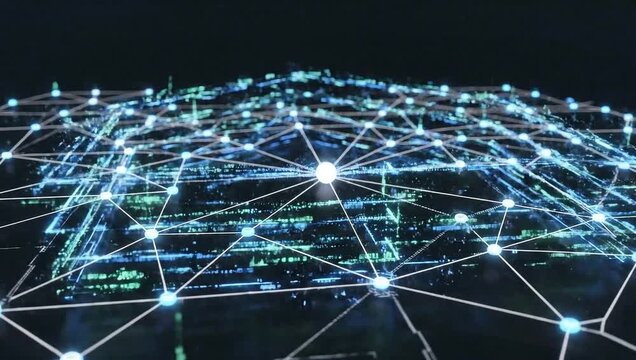 Digital Network: Capturing the intricate beauty of a digital network, with interconnected nodes and glowing pathways that symbolize the interconnectedness of modern data communication.