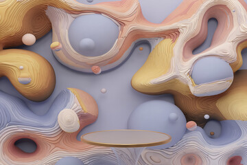 Minimal Pastel Decor Scene with 3D Geometric Shapes