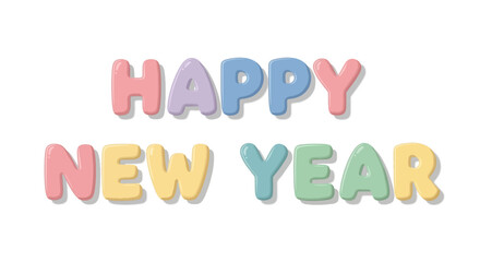 Festive happy new year typographic design with elegant lettering and celebratory elements