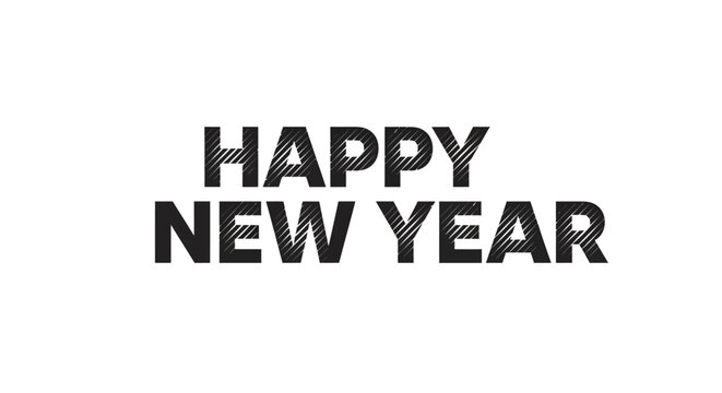 Festive happy new year greeting with elegant typography and decorative elements for celebration and holiday design