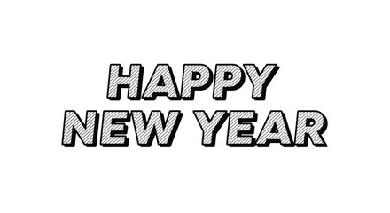 Festive happy new year greeting with stylized typography and decorative elements in vibrant rgb colors