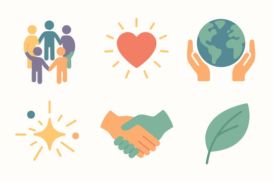 Vector handshake icon spark unity no circle inclusive text heart people symbols
