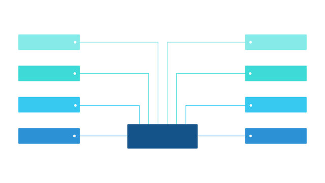 Centralized network diagram with multiple connecting nodes in a clean, minimalist design