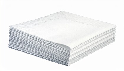 Stack of white textured paper napkins on soft surface