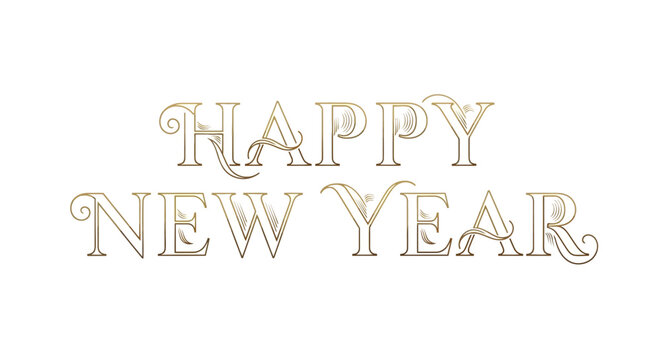 Festive happy new year design with elegant typography and celebratory elements for a joyous occasion
