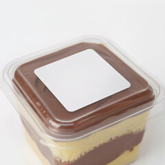 White square sticker on cake in jar lid