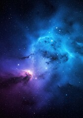 Vibrant blue and purple nebula backdrop showing thousands of stars in the deep void of the cosmos, suitable for design concepts ,astral ,stellar ,stars