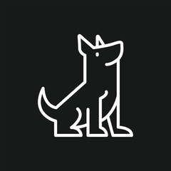 Minimalist Sitting Dog Line Art Icon for Pet Care, Veterinary Clinics, and Animal Welfare Logos