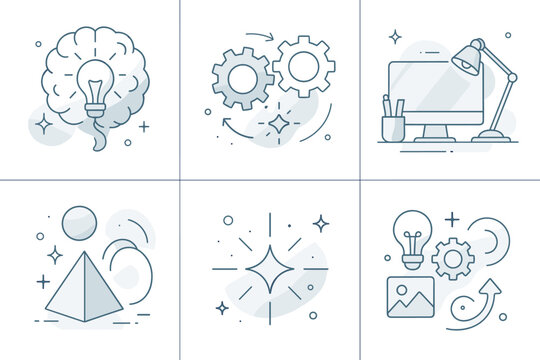 Icon white elements creative turning inspiration gears vector futuristic design workspace innovative
