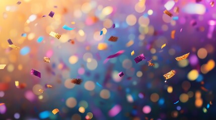 Vibrant confetti showers celebrate joy and achievement with dazzling bokeh lights creating a magical festive atmosphere for any special occasion
